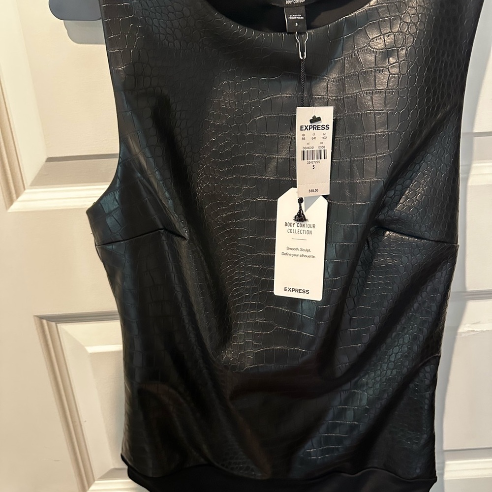 Express Body Contour croc faux leather bodysuit